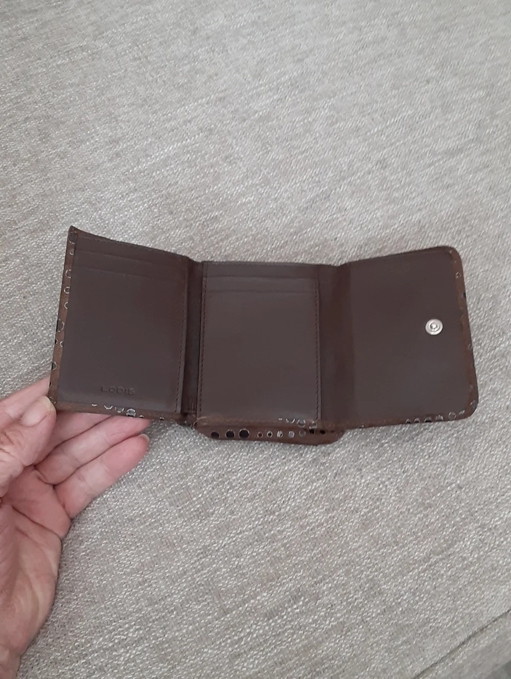Lodis brown Suede leather Small wallet